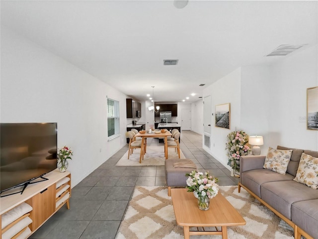 view of tiled living room