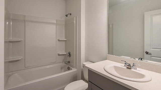 full bathroom with vanity, toilet, and tub / shower combination