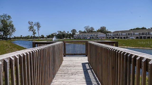 view of dock featuring a water view