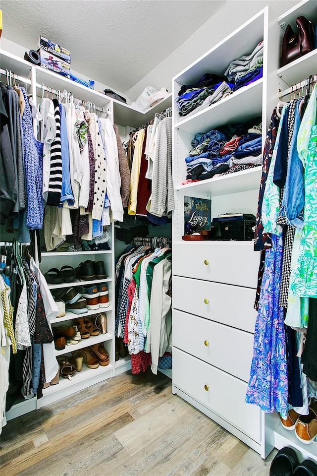 walk in closet featuring light wood-type flooring