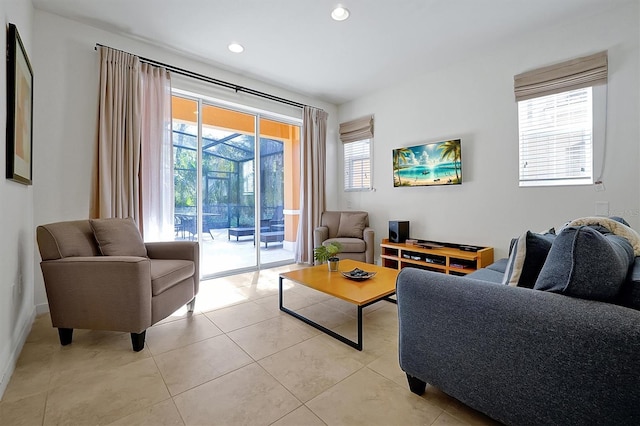 view of tiled living room