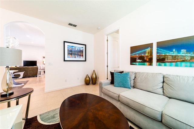 view of tiled living room