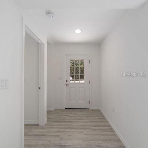 entryway with light wood-type flooring