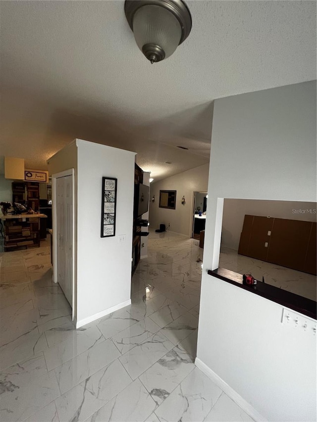 hallway with vaulted ceiling