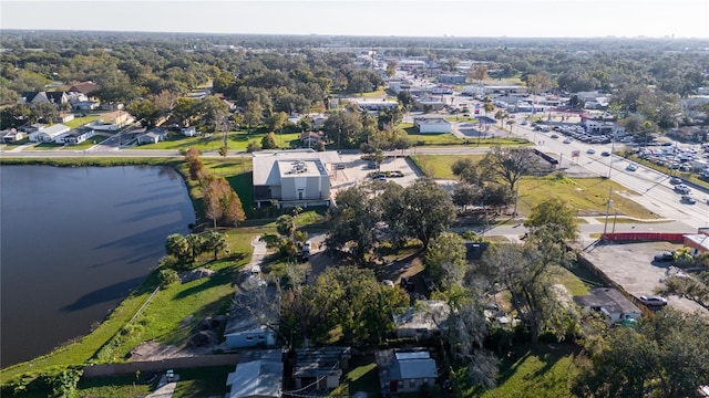 birds eye view of property featuring a residential view and a water view