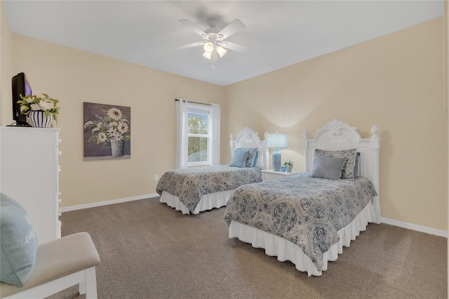 bedroom with carpet and ceiling fan