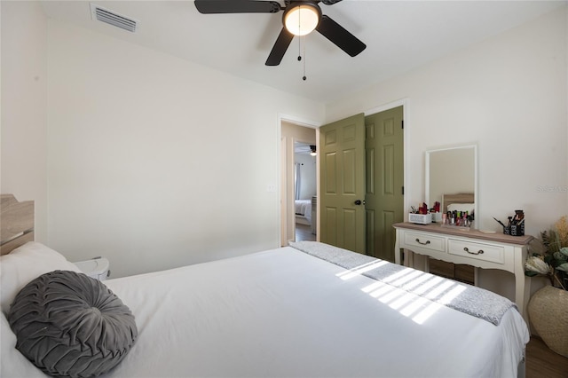 bedroom featuring ceiling fan