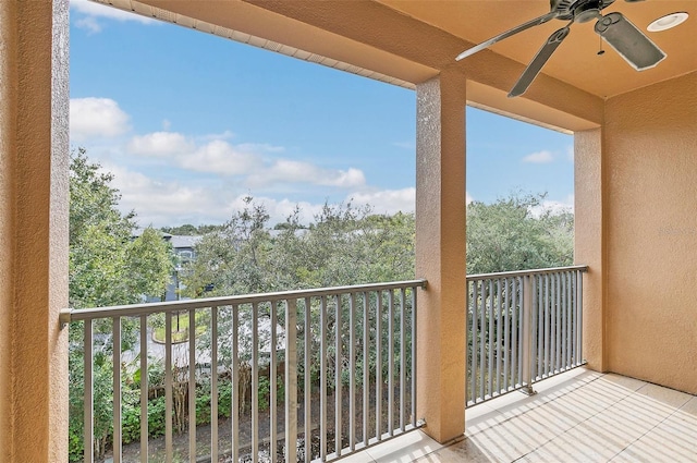 balcony with ceiling fan