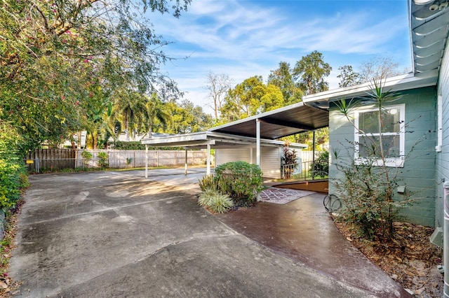 view of patio / terrace with a carport