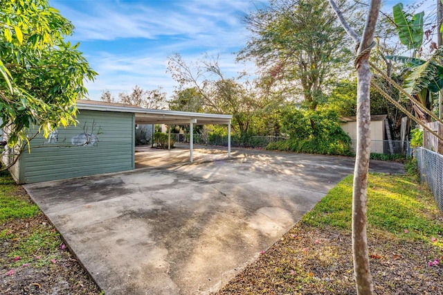 view of patio with a carport