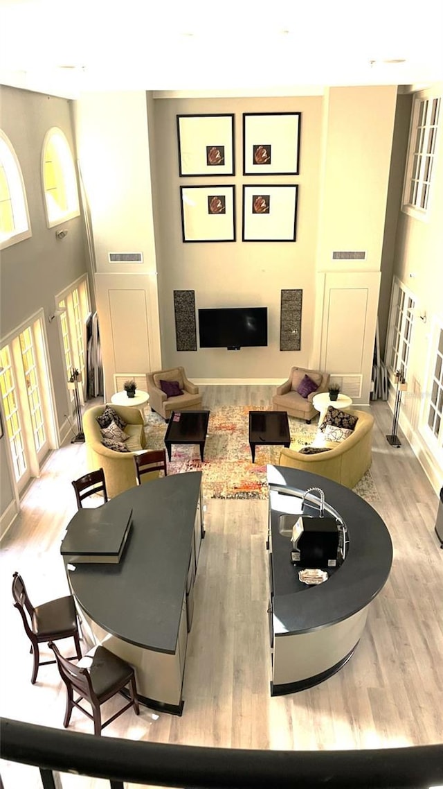 dining area with a healthy amount of sunlight and light wood-type flooring