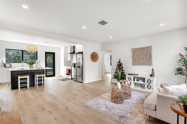 living room featuring light hardwood / wood-style flooring