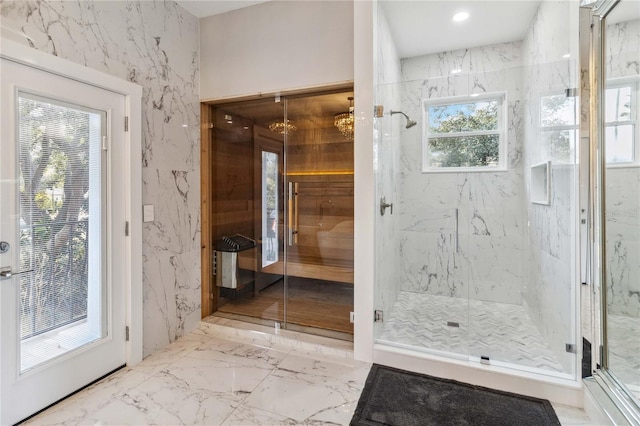 bathroom featuring walk in shower