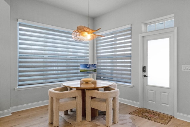 dining room with light hardwood / wood-style floors