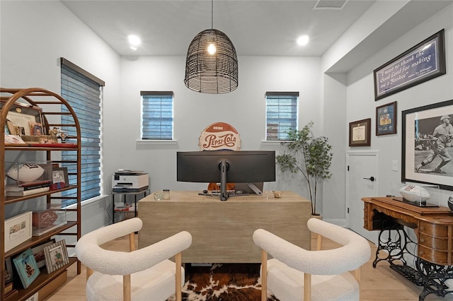 living area featuring light wood-type flooring