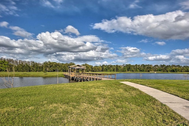 view of water feature featuring a dock