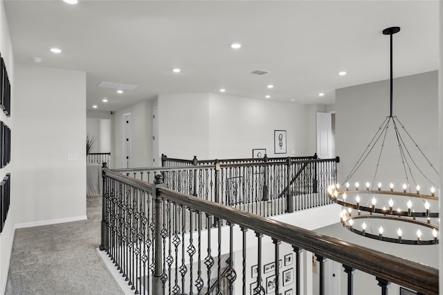 4360 Sunset Preserve Blvd, Orlando, FL 32820 - hallway with carpet and a chandelier