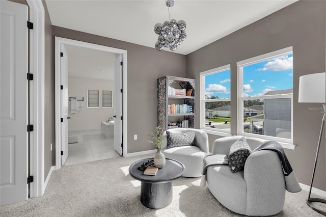 4360 Sunset Preserve Blvd, Orlando, FL 32820 - sitting room with light carpet and an inviting chandelier
