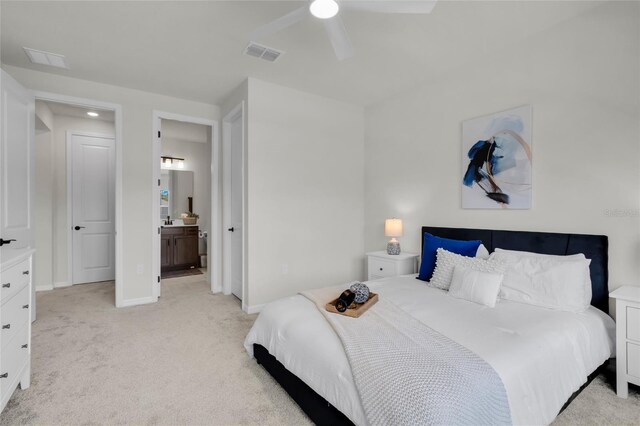 4360 Sunset Preserve Blvd, Orlando, FL 32820 - bedroom with ceiling fan, ensuite bathroom, and light carpet