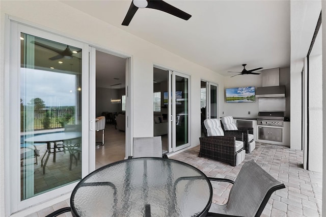 view of patio / terrace with a grill