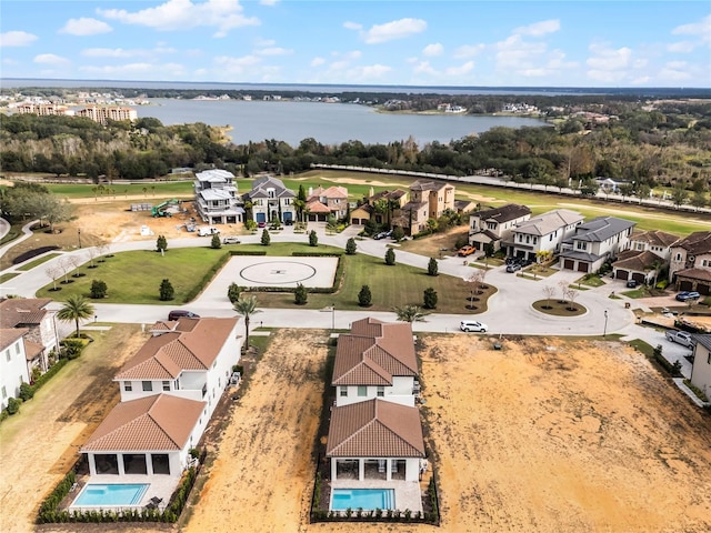 bird's eye view featuring a water view