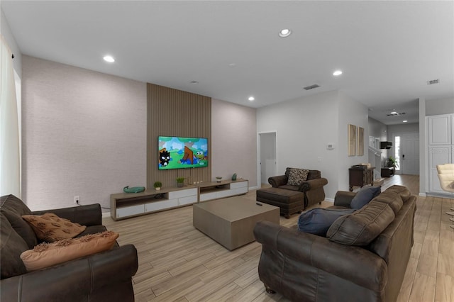 living room featuring light wood-type flooring