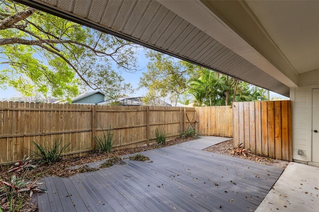 deck featuring a fenced backyard