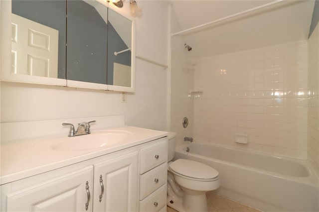 full bathroom featuring vanity, toilet, and tiled shower / bath