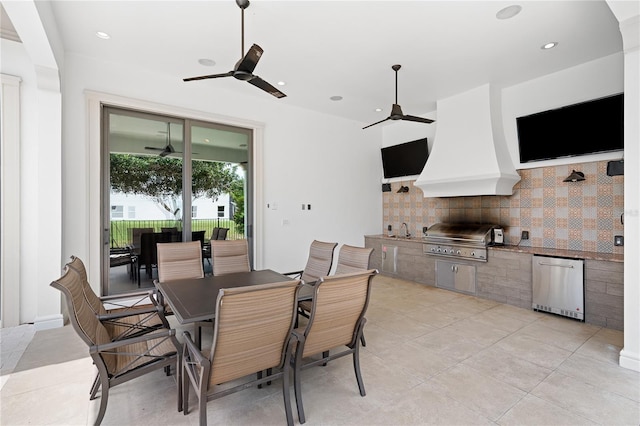 dining space with sink