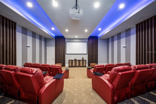 view of carpeted cinema room