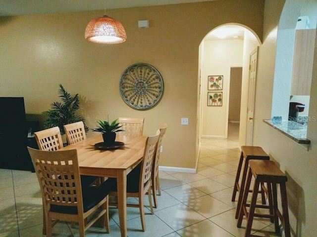 view of tiled dining room