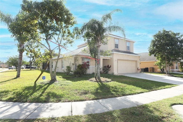 view of front facade featuring a garage and a front yard