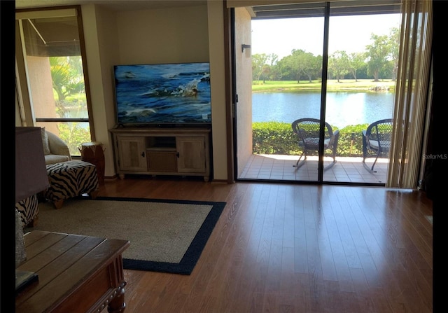 living room with wood finished floors