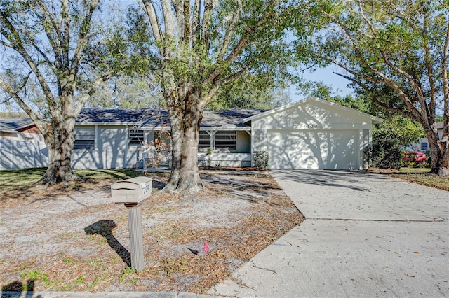 single story home with a garage