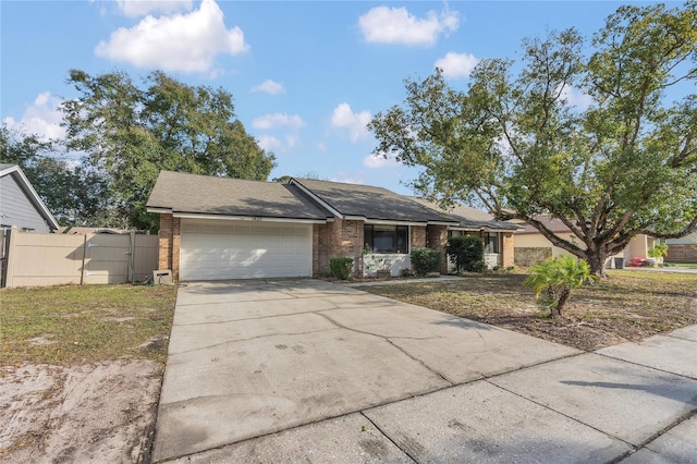 single story home with a garage