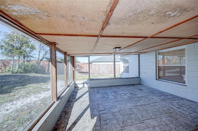 view of unfurnished sunroom