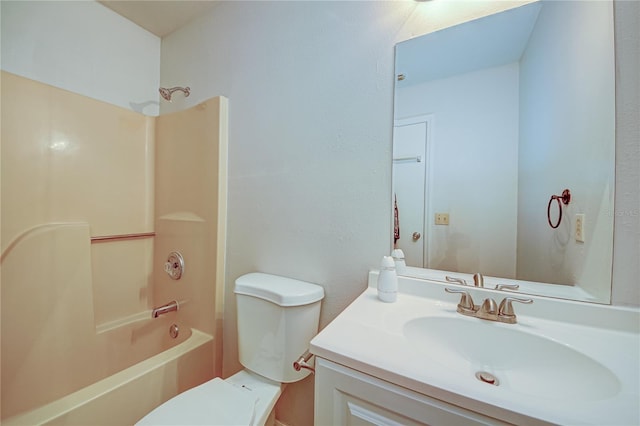 full bathroom with vanity, toilet, and shower / washtub combination