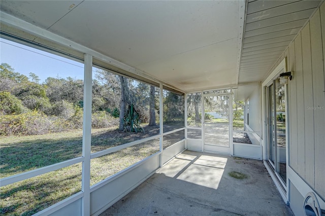 view of unfurnished sunroom