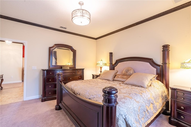 bedroom featuring carpet and ornamental molding