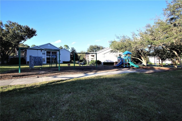 view of yard featuring a playground