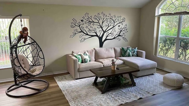 living room featuring hardwood / wood-style flooring