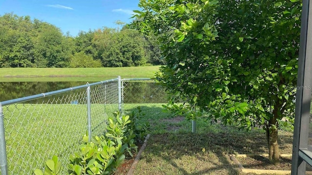 view of yard with a water view