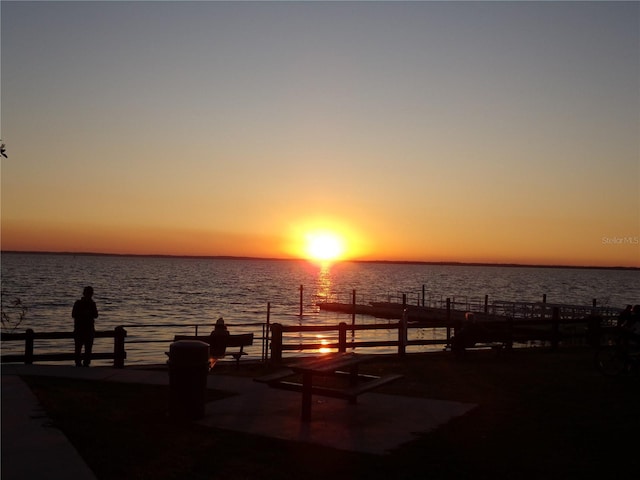 view of dock featuring a water view