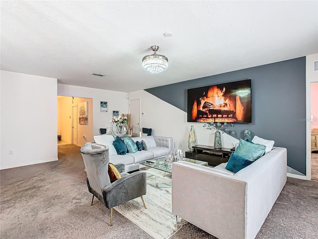 living room featuring carpet flooring