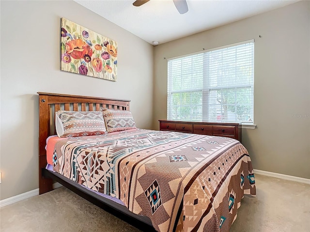 bedroom with carpet floors and ceiling fan