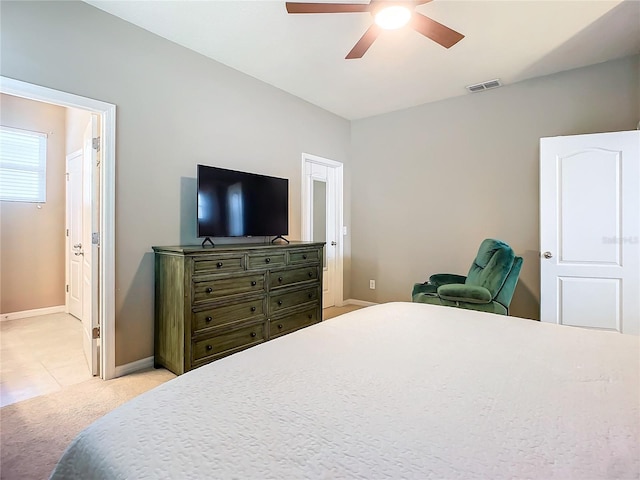 bedroom featuring ceiling fan