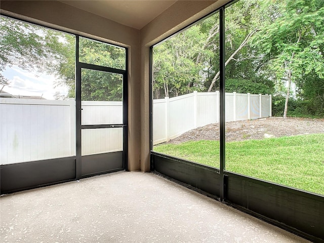 view of unfurnished sunroom