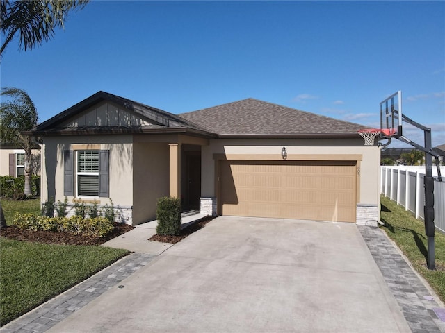 view of front of home with a garage