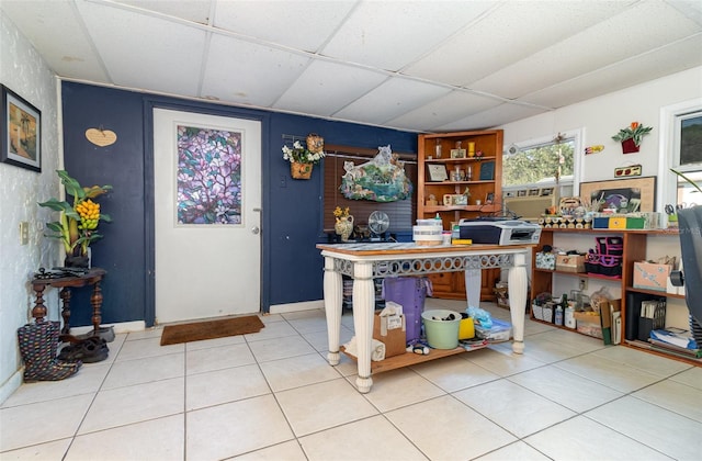 office featuring a drop ceiling