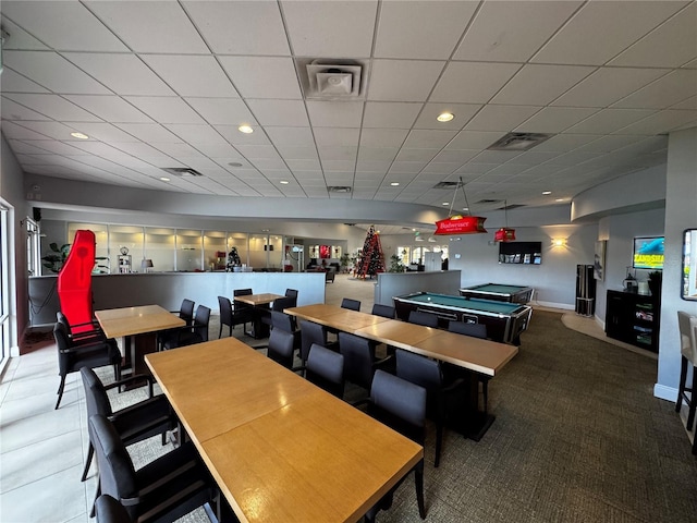 dining space with billiards